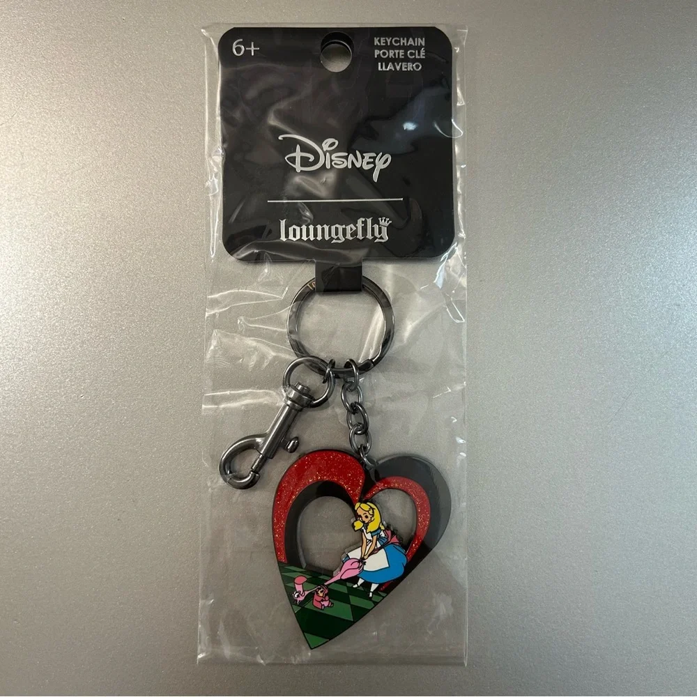 Disney Loungefly Alice in Wonderland Heart Flamingo Keychain